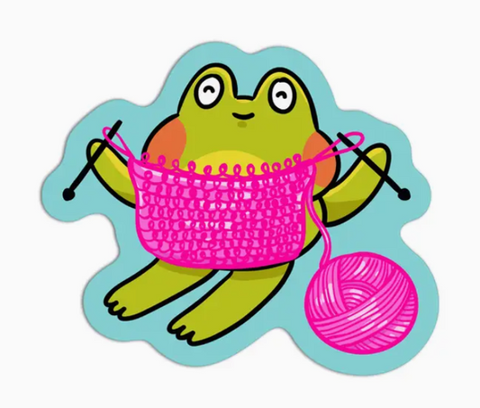 knitting frog waterproof textured sticker